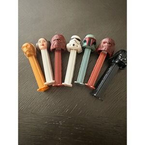 Star Wars Pez Dispenser Lot of 7 Darth Vader Boba Fett Chewbacca Leia C-3PO Toy